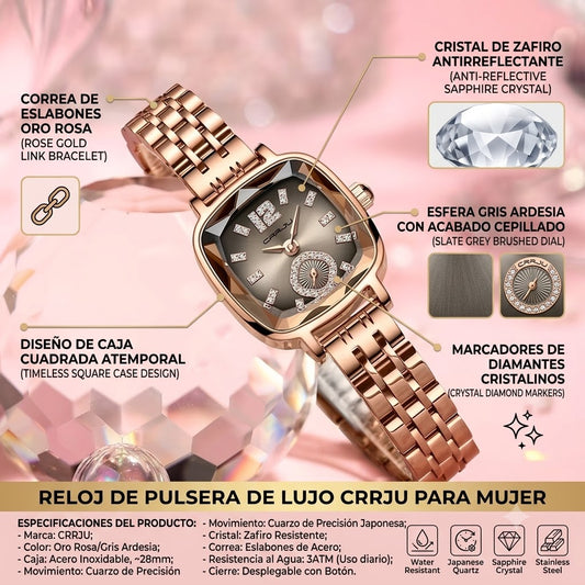 RELOJ  SUIZO PARA DAMA ELEGANTE-DISEÑO VERSATIL PERFECTO PARA BRILLAR