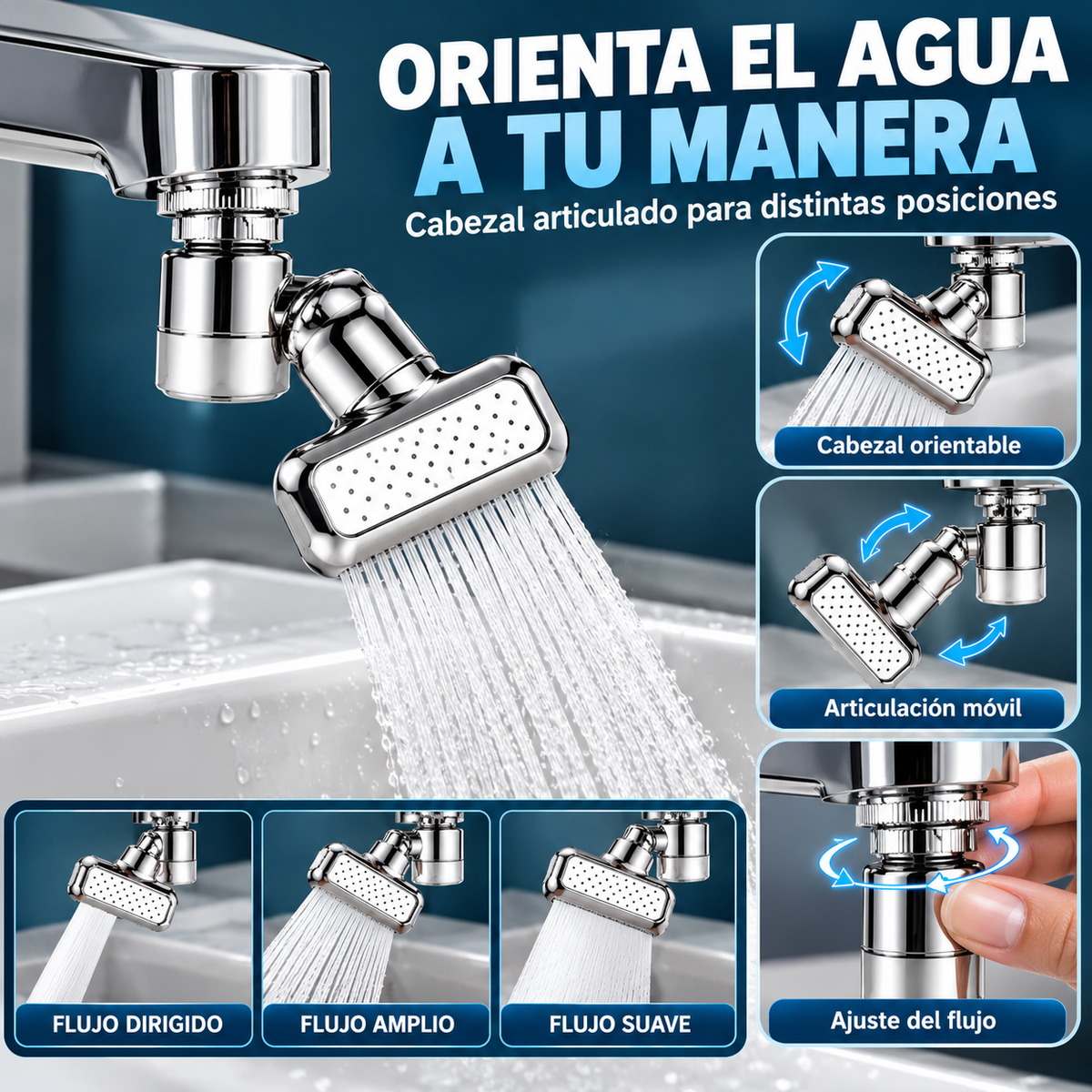 EXTENSOR DE GRIFO GIRATORIO 360° PARA MAYOR COMODIDAD