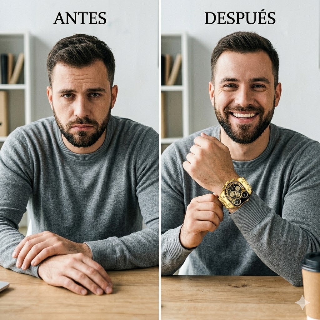 RELOJ DORADO FUTURISTA - RESISTENTE Y POTENTE A LAS SALPICADURAS