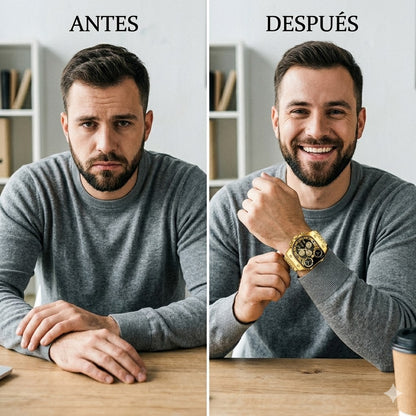 RELOJ DORADO FUTURISTA - RESISTENTE Y POTENTE A LAS SALPICADURAS