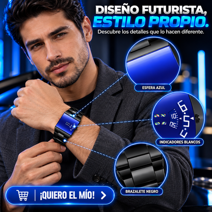 RELOJ FUTURISTA DE PANTALLA AZUL TIK