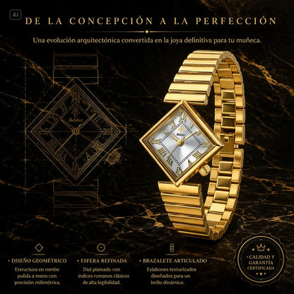RELOJ DORADO DE CAJA CUADRADA