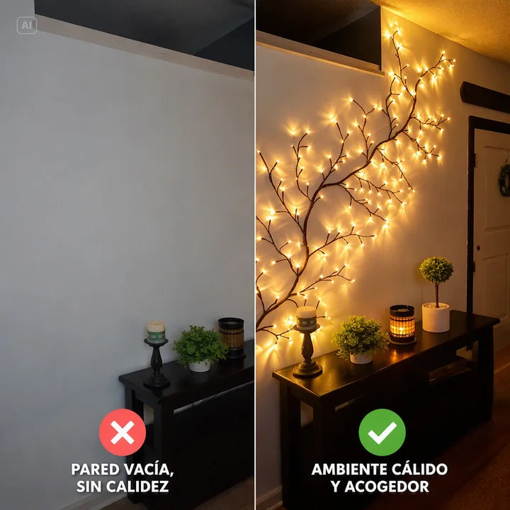 ARBOL DECORATIVO CON LUCES CALIDAS-TOQUE ESTETICO Y ELEGANTE QUE TE FALTA