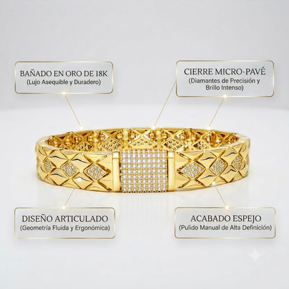 PULSERA GOLD PRESTIGE- LUJOSA, ATEMPORAL Y EXQUISITA CON INCRUSTACIONES DE CIRCONITA