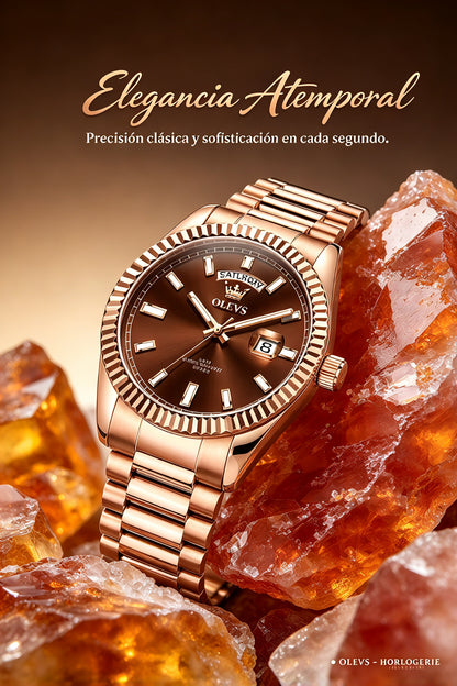 RELOJ PARA HOMBRE BAÑADO EN ORO ROSA-EL PODER DEL TIEMPO EN TUS MANOS