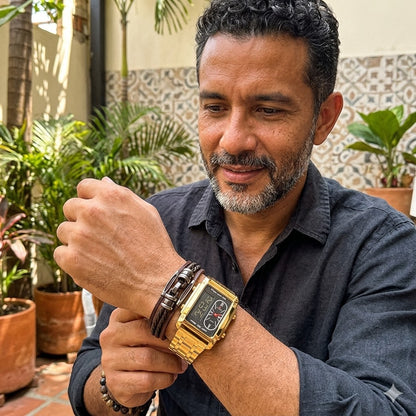 RELOJ DOBLE PANTALLA FUTURISTA - FABRICADO DE MATERIALES IMPECABLES