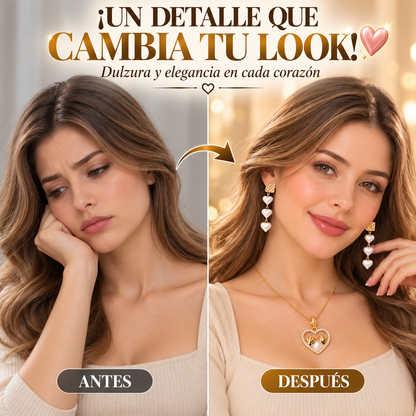 SET DE JOYERÍA DE PROMESA DORADA CON CORAZONES