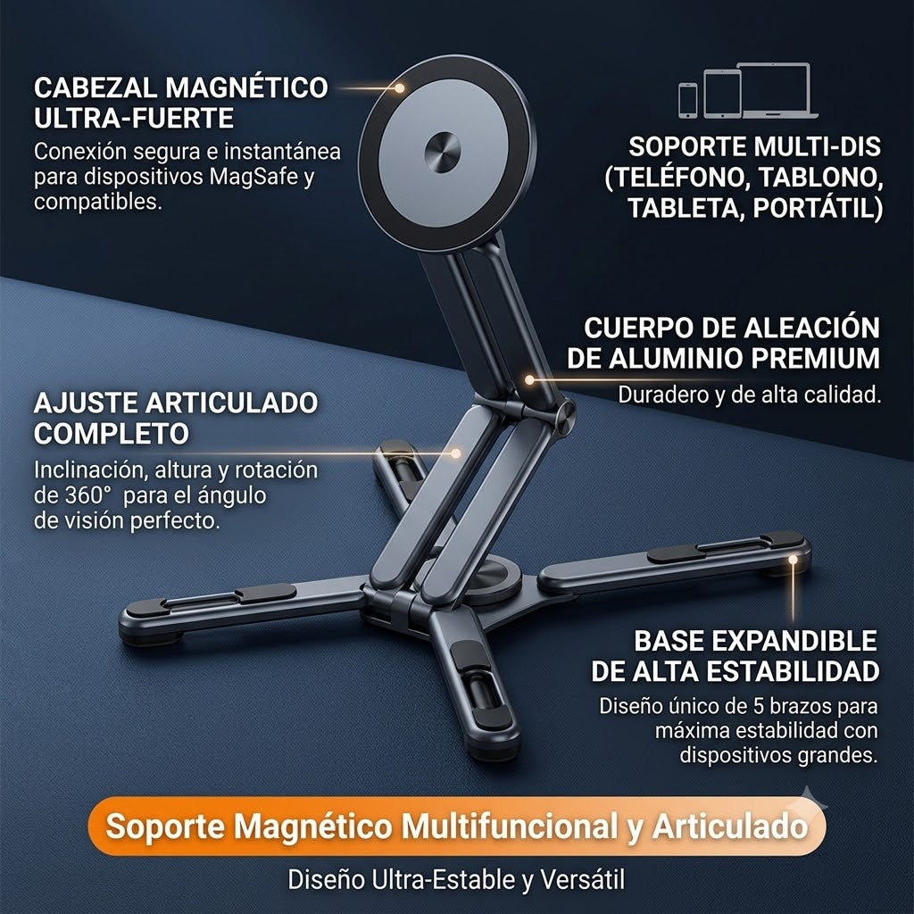 SOPORTE MAGNETICO MULTIFUNCIONAL - PARA TABLET CELULAR Y LAPTOP -