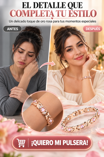 PULSERA ELEGANTE EN ORO ROSA CON DETALLES BRILLANTES