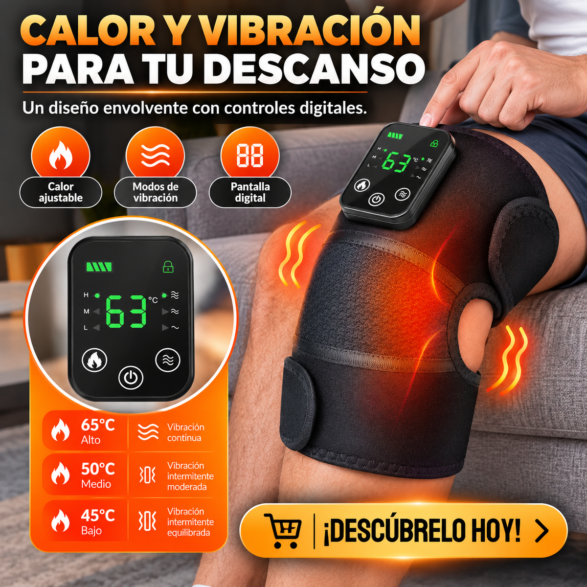 RODILLERA ELÉCTRICA CON CALOR Y VIBRACIÓN 3 EN 1