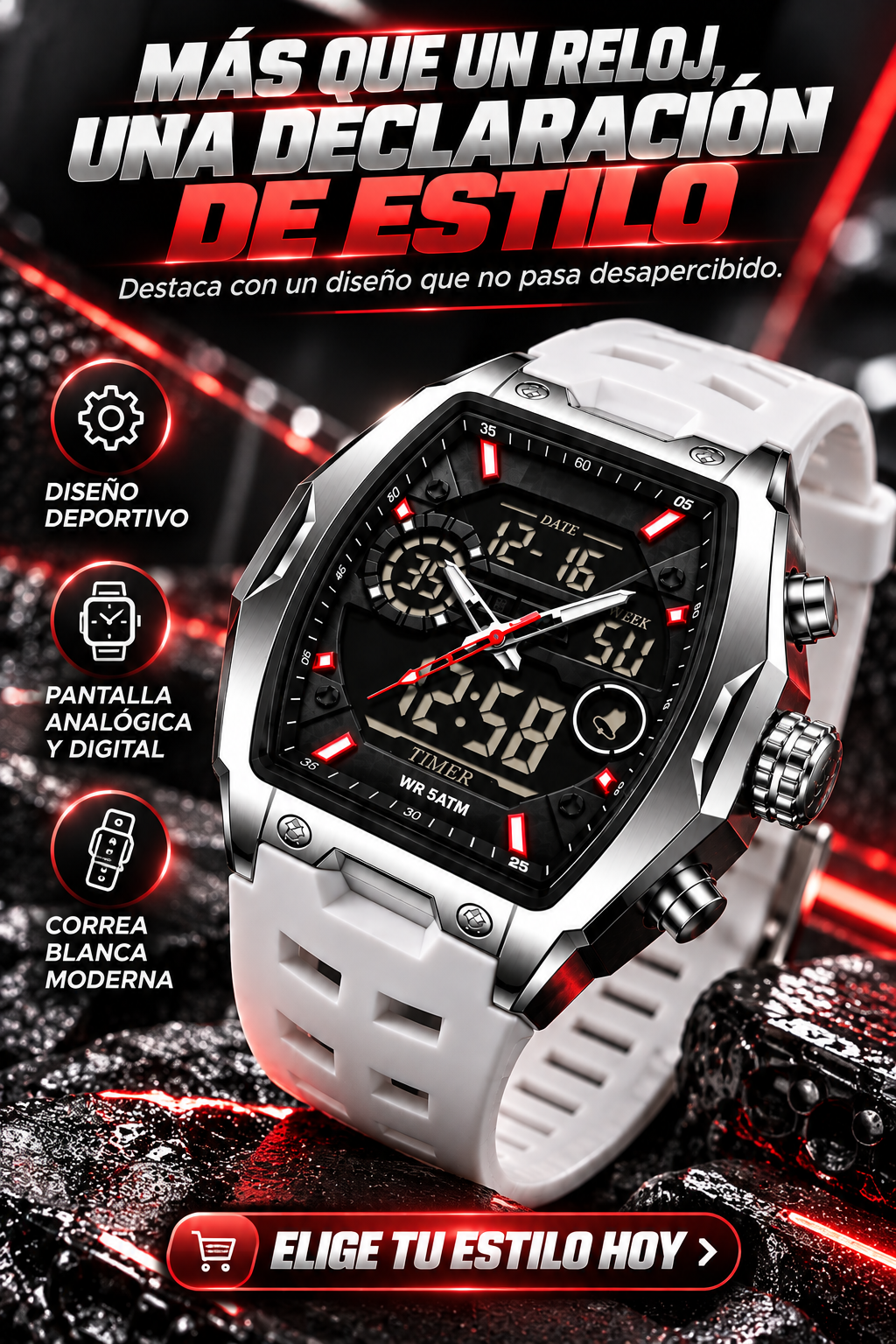 RELOJ DEPORTIVO SAMDA CON DISEÑO FUTURISTA Y MÁXIMO ESTILO