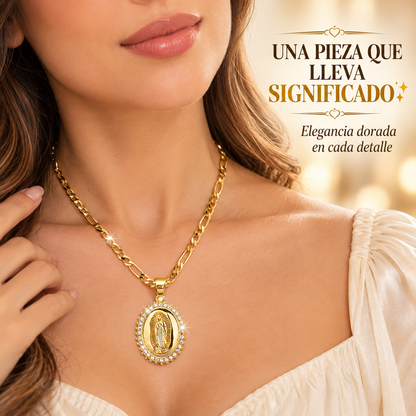 COLLAR DORADO CON MEDALLA DE LA VIRGEN MARÍA
