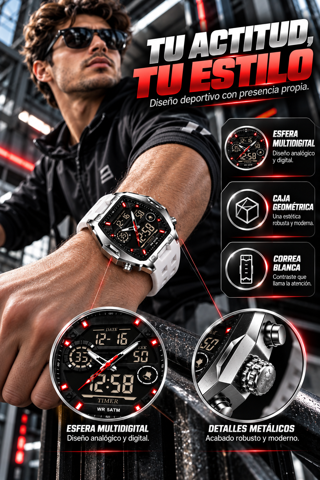 RELOJ DEPORTIVO SAMDA CON DISEÑO FUTURISTA Y MÁXIMO ESTILO