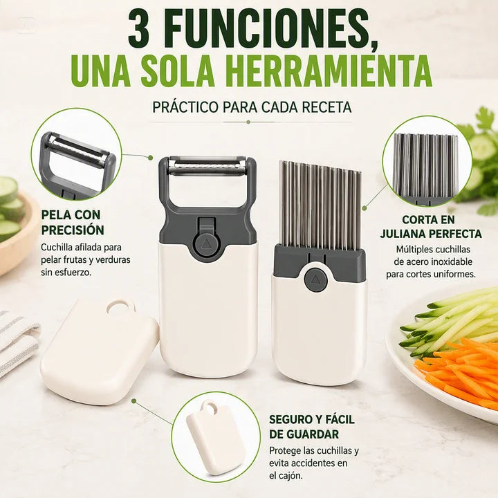 VERSATIL CORTADOR 3 EN 1-PRACTICO UTENSILIO MULTIFUNCIONAL COMPACTO Y SEGURO