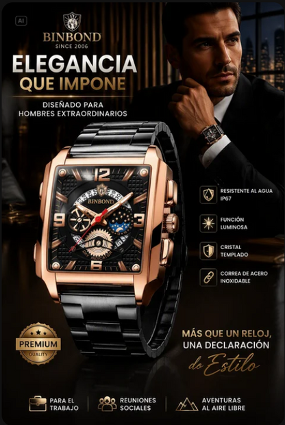 RELOJ BINBOND DE LUJO CON CORREA DE ACERO INOXIDABLE
