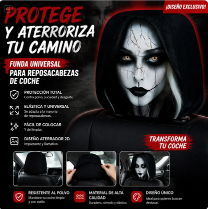 FUNDAS PARA REPOSACABEZAS DE COCHE CON DISEÑOS DE CARAS ATERRADORAS