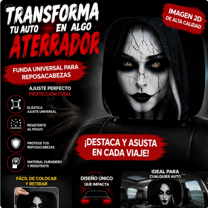 FUNDAS PARA REPOSACABEZAS DE COCHE CON DISEÑOS DE CARAS ATERRADORAS