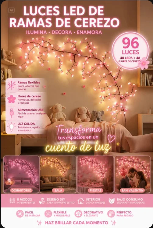 LUCES LED DE RAMAS DE CEREZO PARA CREAR AMBIENTES MÁGICOS Y ACOGEDORES TIK