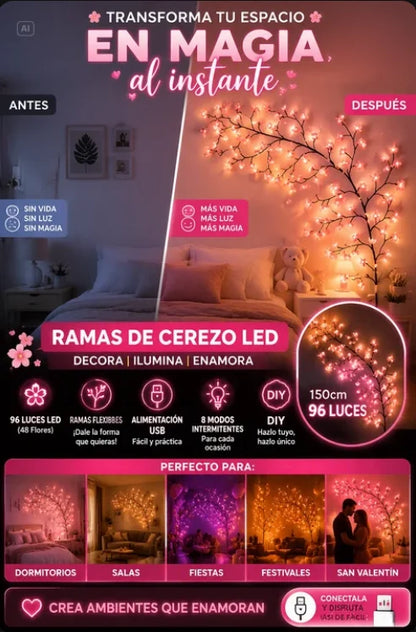 LUCES LED DE RAMAS DE CEREZO PARA CREAR AMBIENTES MÁGICOS Y ACOGEDORES TIK