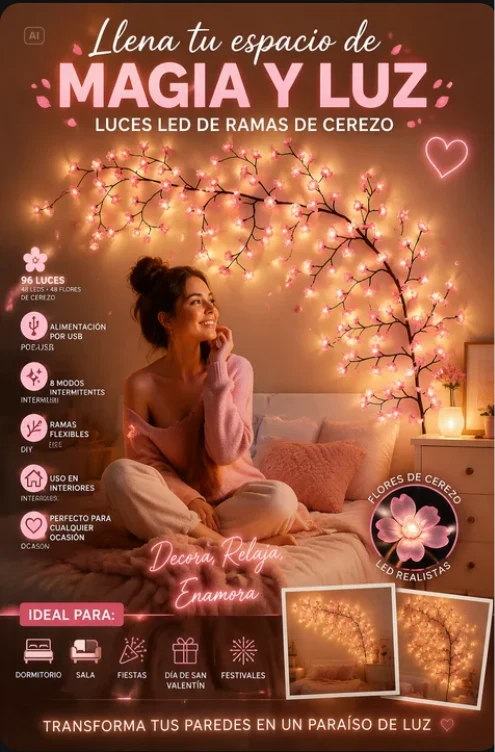 LUCES LED DE RAMAS DE CEREZO PARA CREAR AMBIENTES MÁGICOS Y ACOGEDORES TIK