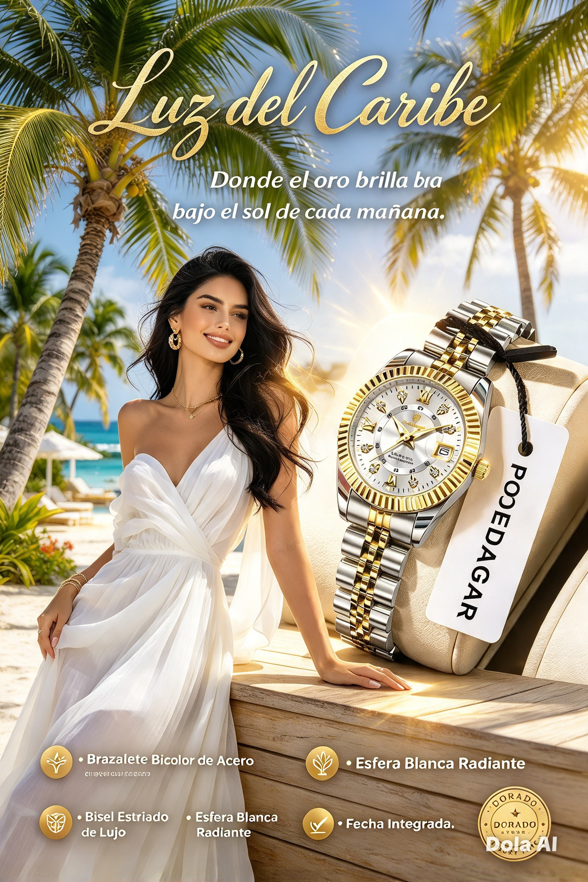 RELOJ ELEGANTE PARA MUJER CON FUNCIÓN LUMINOSA Y CALENDARIO SEMANAL PARA CADA MOMENTO