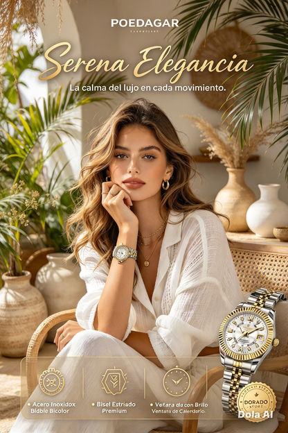RELOJ ELEGANTE PARA MUJER CON FUNCIÓN LUMINOSA Y CALENDARIO SEMANAL PARA CADA MOMENTO