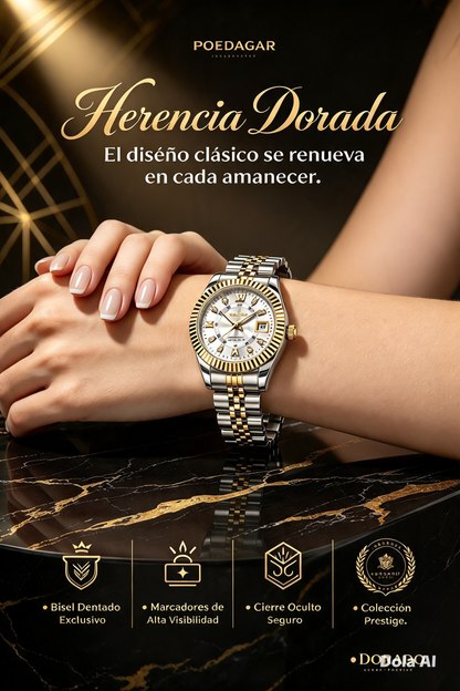 RELOJ ELEGANTE PARA MUJER CON FUNCIÓN LUMINOSA Y CALENDARIO SEMANAL PARA CADA MOMENTO
