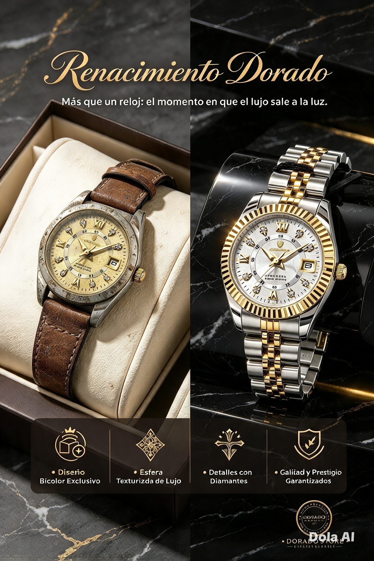 RELOJ ELEGANTE PARA MUJER CON FUNCIÓN LUMINOSA Y CALENDARIO SEMANAL PARA CADA MOMENTO