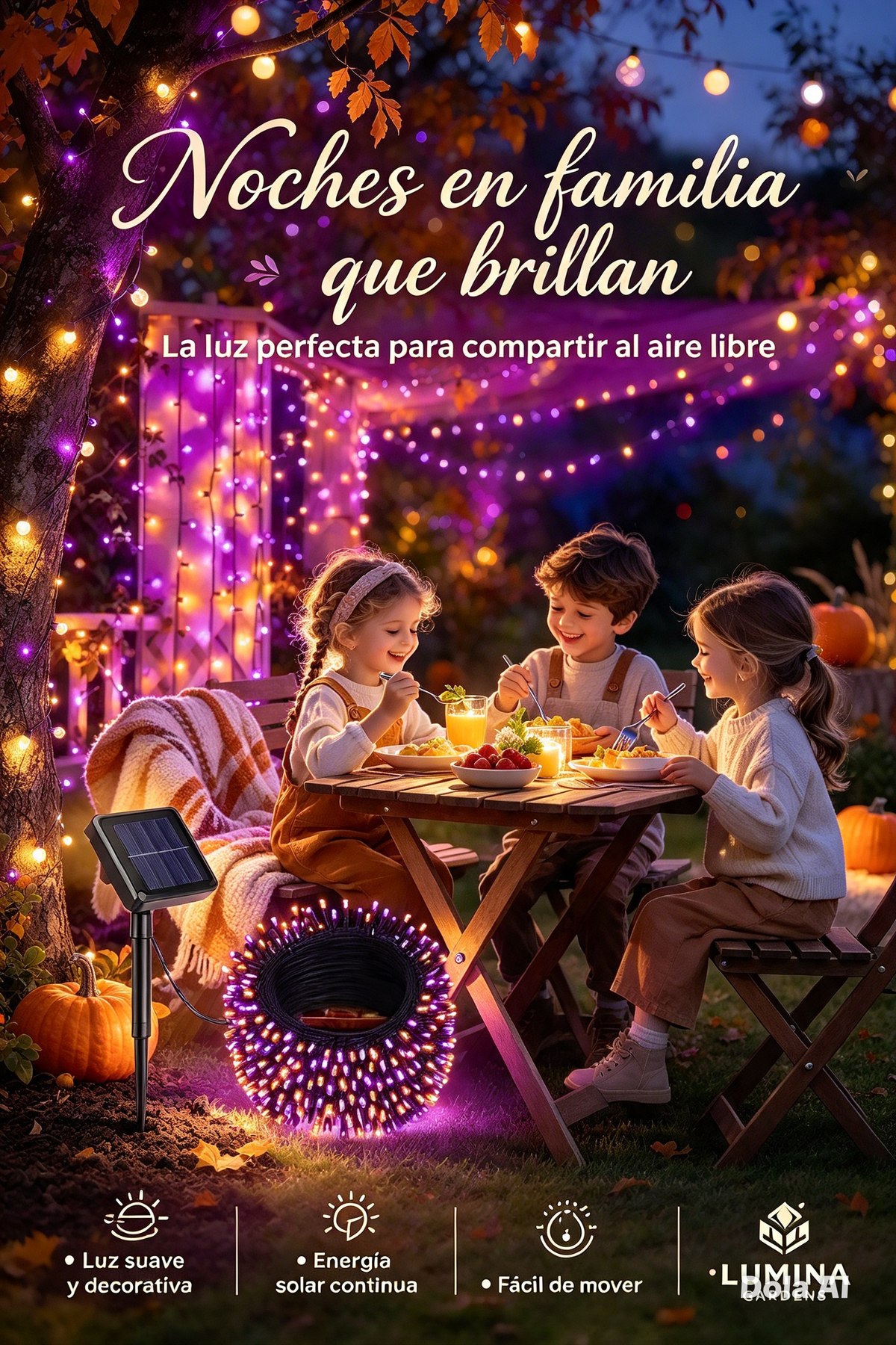 GUIRNALDA DE LUCES SOLARES VERDES CON ESTRELLAS PARA DECORAR JARDÍN, PATIO, FIESTAS Y CAMPING