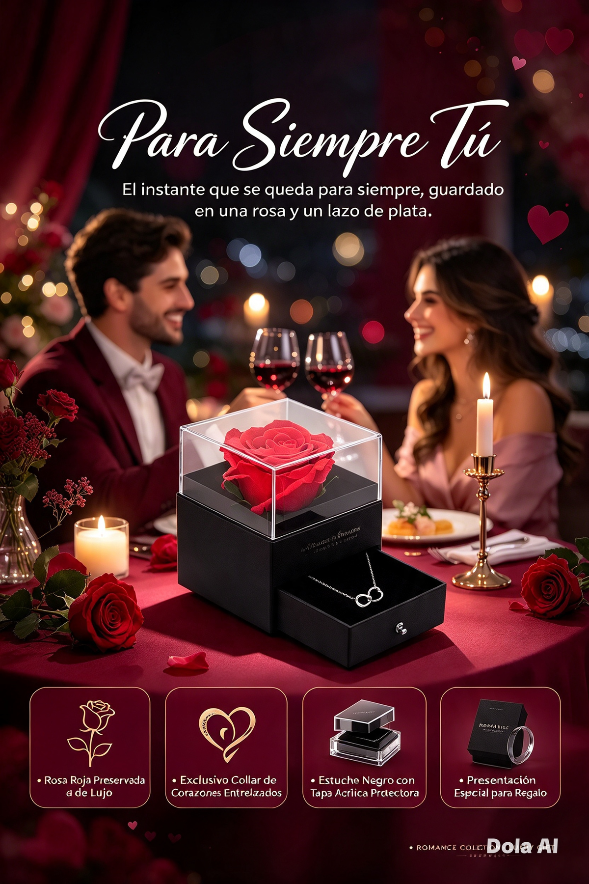CONJUNTO DE REGALO DE COLLAR DE CORAZÓN ROMÁNTICO PARA MUJER