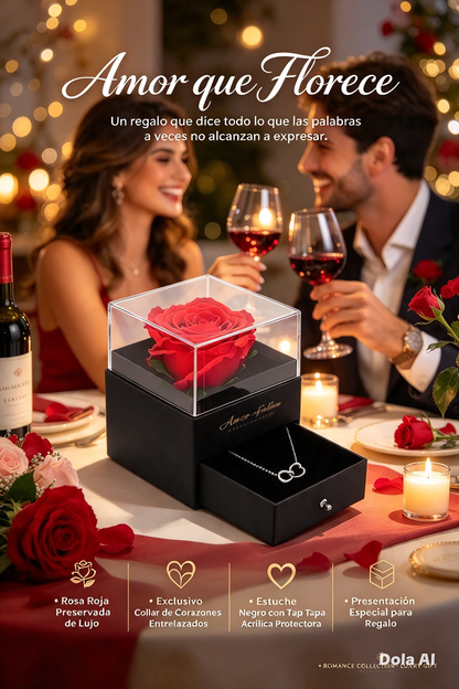 CONJUNTO DE REGALO DE COLLAR DE CORAZÓN ROMÁNTICO PARA MUJER