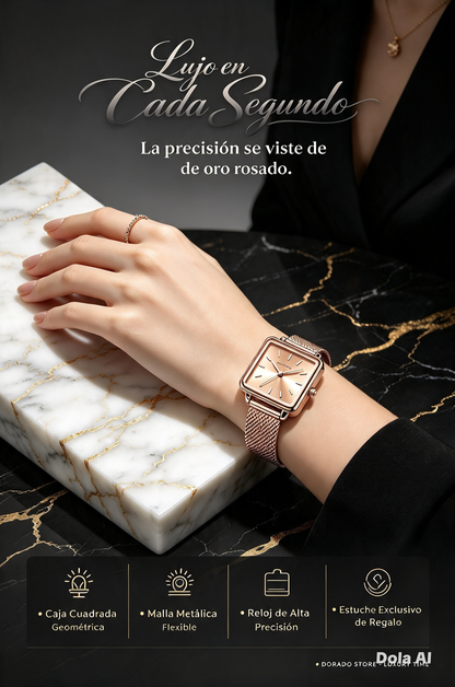 RELOJ POEDAGAR PARA DAMAS DE MODA Y JUVENTUD, DISEÑO CUADRADO ELEGANTE EN ESTILO CASUAL