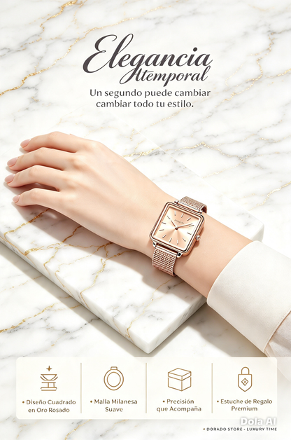 RELOJ POEDAGAR PARA DAMAS DE MODA Y JUVENTUD, DISEÑO CUADRADO ELEGANTE EN ESTILO CASUAL