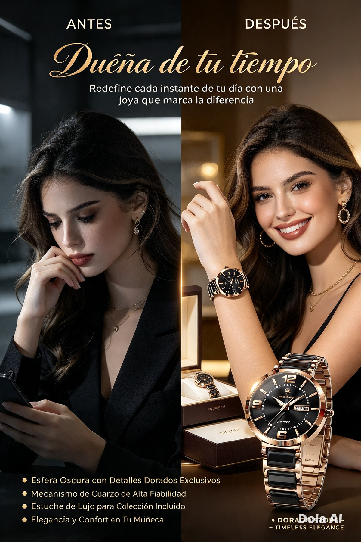 RELOJ DE MUJER POEDAGAR 2026 CON CALENDARIO LUMINOSO DE ACERO INOXIDABLE y DISEÑO COREANO