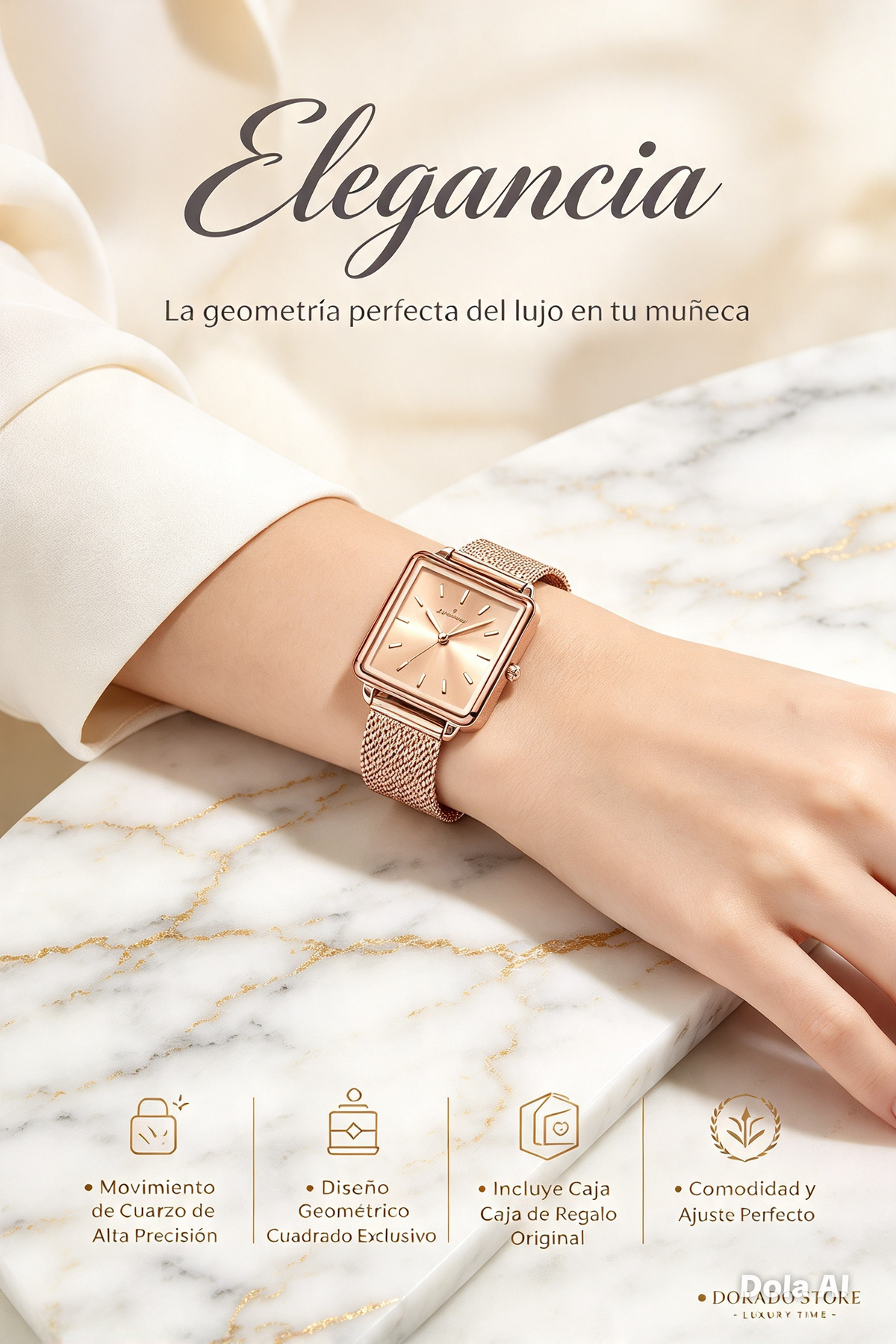 RELOJ POEDAGAR PARA DAMAS DE MODA Y JUVENTUD, DISEÑO CUADRADO ELEGANTE EN ESTILO CASUAL