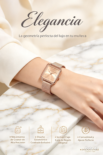 RELOJ POEDAGAR PARA DAMAS DE MODA Y JUVENTUD, DISEÑO CUADRADO ELEGANTE EN ESTILO CASUAL