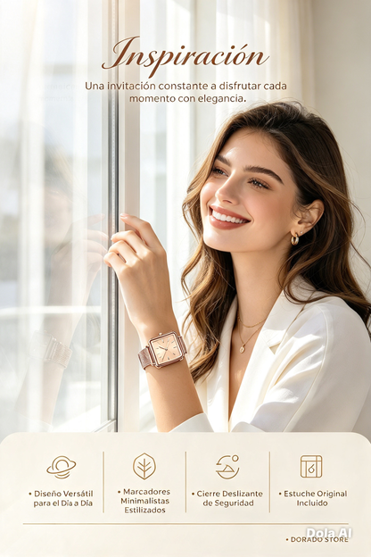 RELOJ POEDAGAR PARA DAMAS DE MODA Y JUVENTUD, DISEÑO CUADRADO ELEGANTE EN ESTILO CASUAL