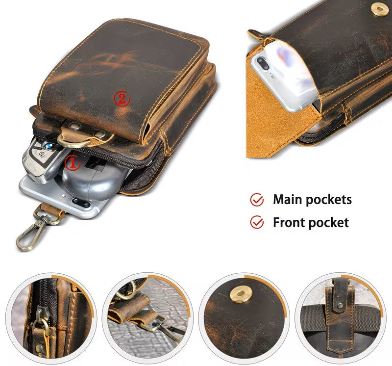 BOLSO PORTA CELULAR  DE CUERO - ORGANIZADOR 2026