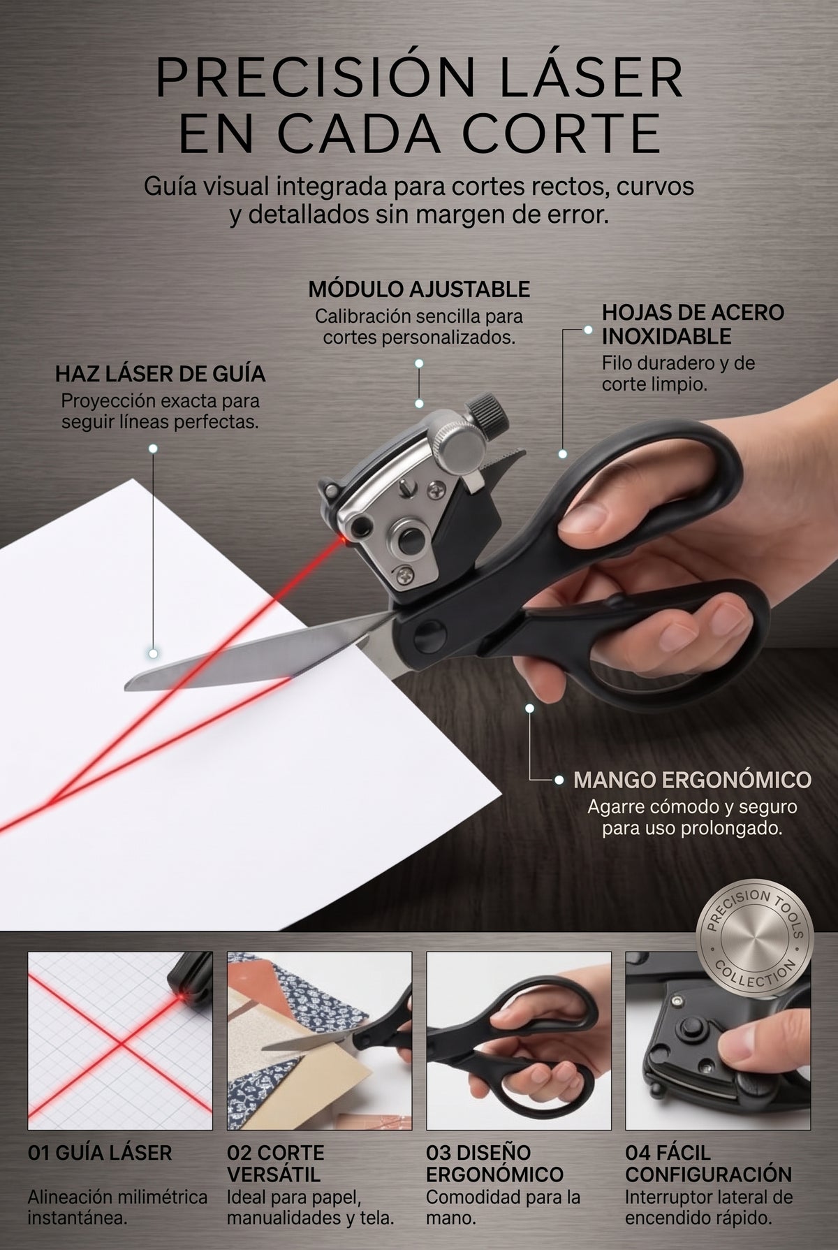 TIJERAS PROFESIONALES CON GUÍA LÁSER PARA CORTES MÁS PRECISOS Y CÓMODOS