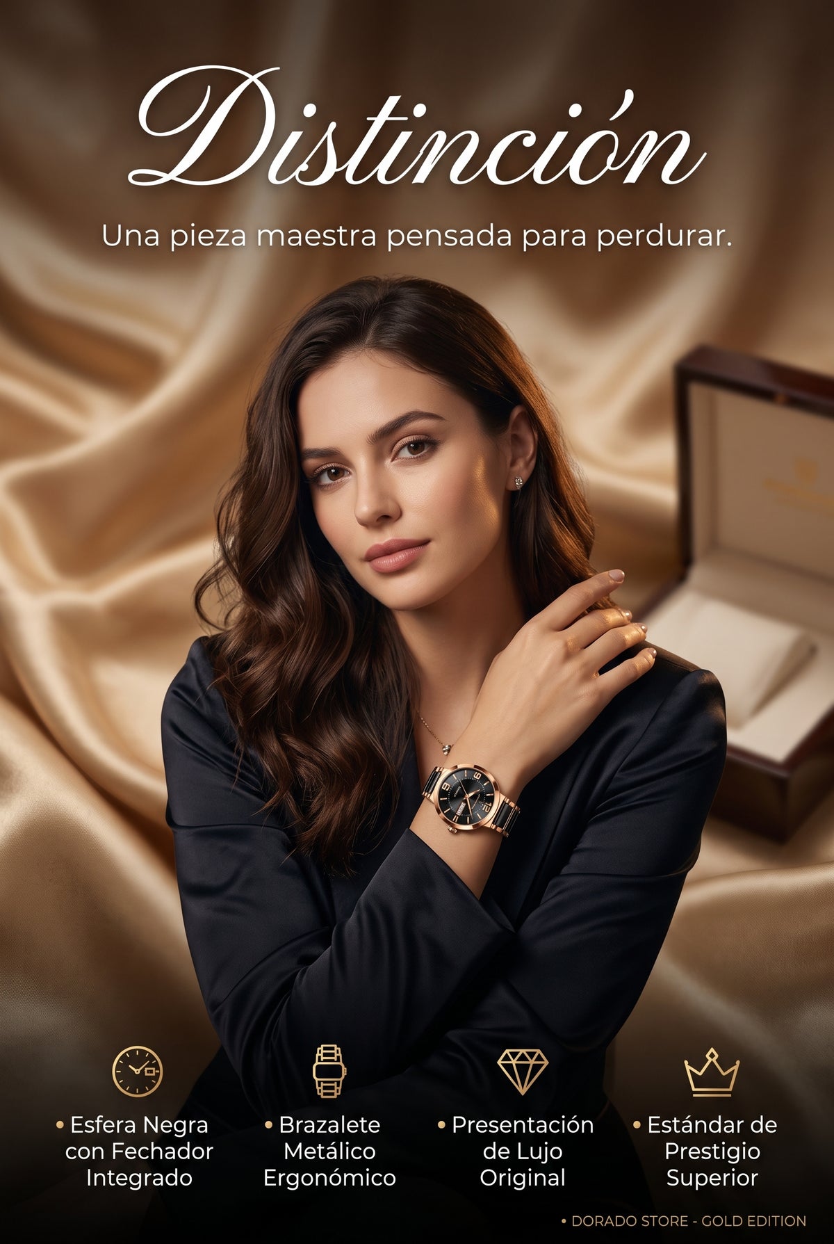 RELOJ DE MUJER POEDAGAR 2026 CON CALENDARIO LUMINOSO DE ACERO INOXIDABLE y DISEÑO COREANO