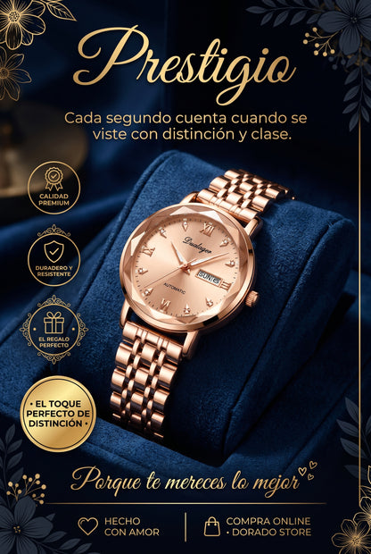 RELOJ POEDAGAR PARA MUJER DE LUJO Y ELEGANTE CON MOVIMIENTO DE CUARZO CON CORREA DE ACERO INOXIDABLE