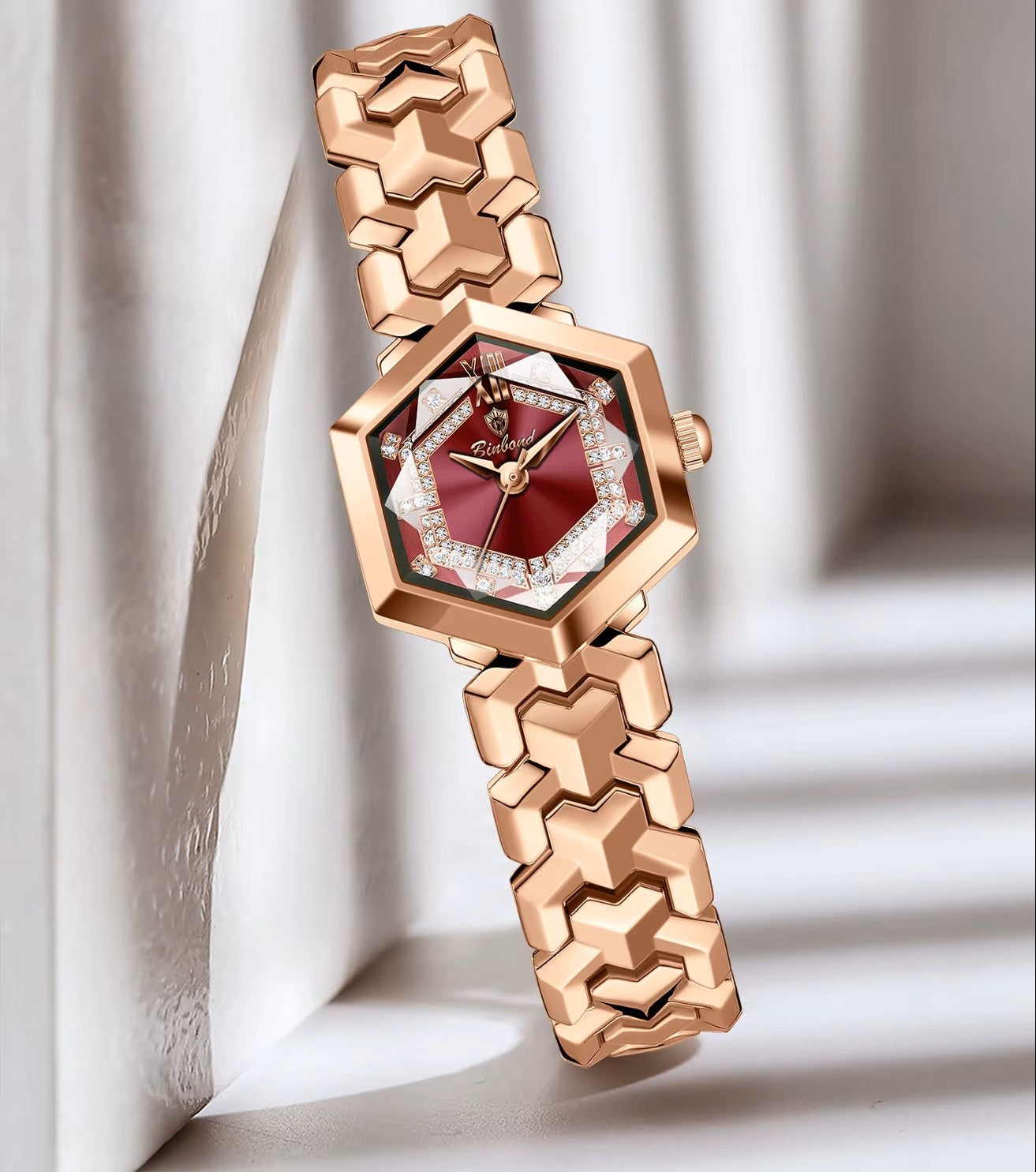 RELOJ DE MODA   CON CORREA DE ORO ROSA