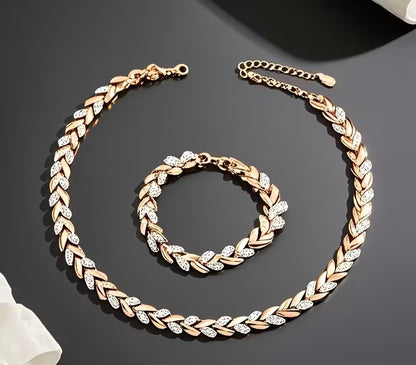 COLLAR Y PULSERA- HOJAS DORADAS QUE BRILLAN
