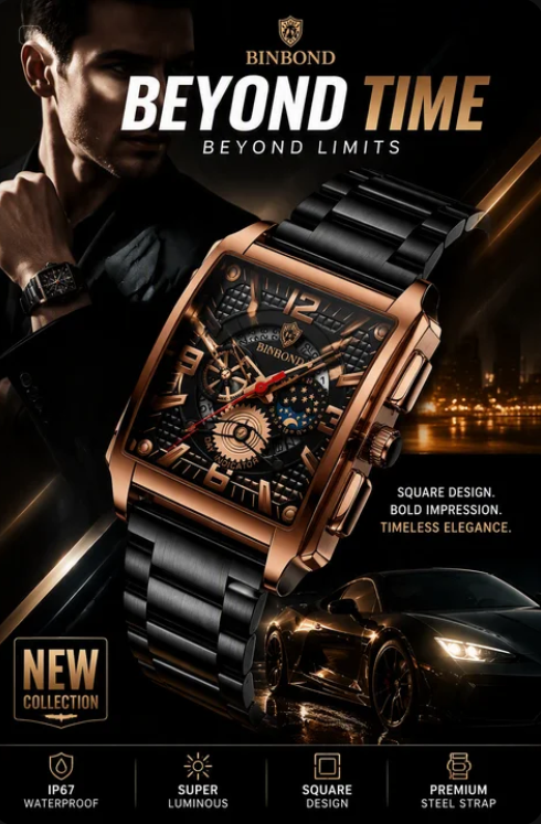 RELOJ BINBOND DE LUJO CON CORREA DE ACERO INOXIDABLE