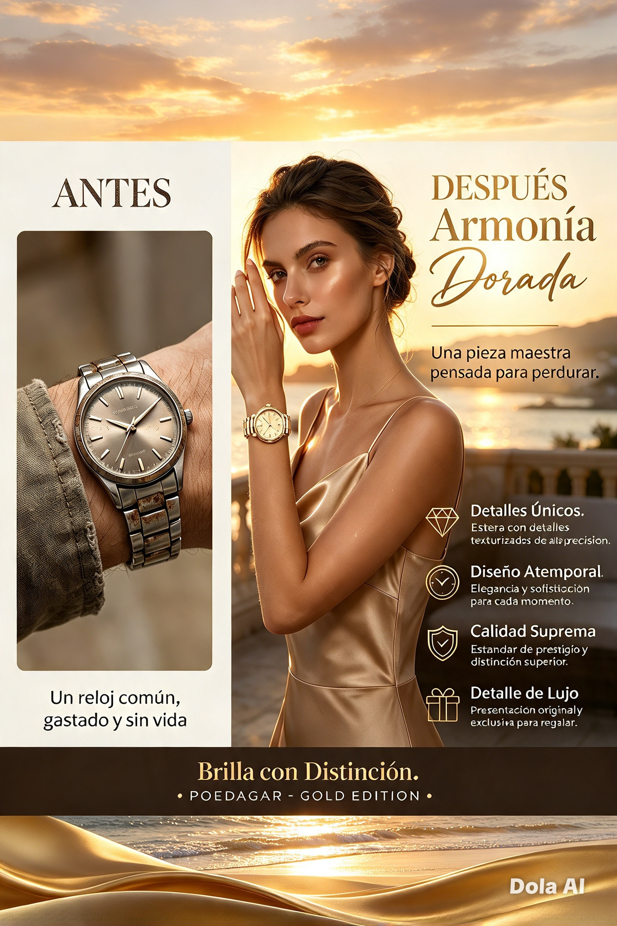RELOJ POEDAGAR PARA MUJER DE LUJO Y ELEGANTE CON MOVIMIENTO DE CUARZO CON CORREA DE ACERO INOXIDABLE