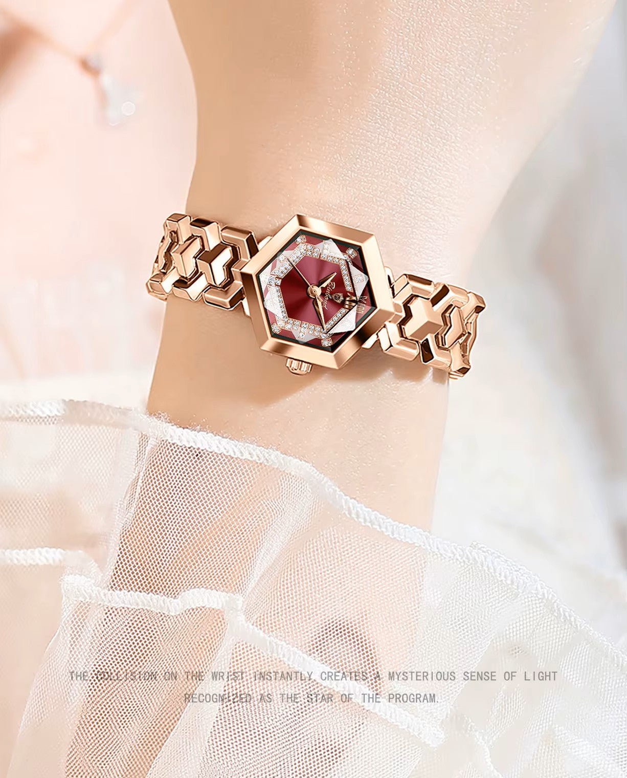 RELOJ DE MODA   CON CORREA DE ORO ROSA