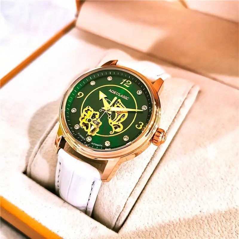 RELOJ AUTOMATICO- CON DISEÑO DE MARIPOSA Y FLOR