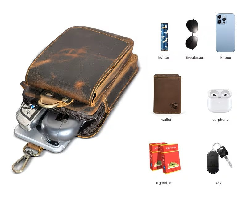 BOLSO PORTA CELULAR  DE CUERO - ORGANIZADOR 2026