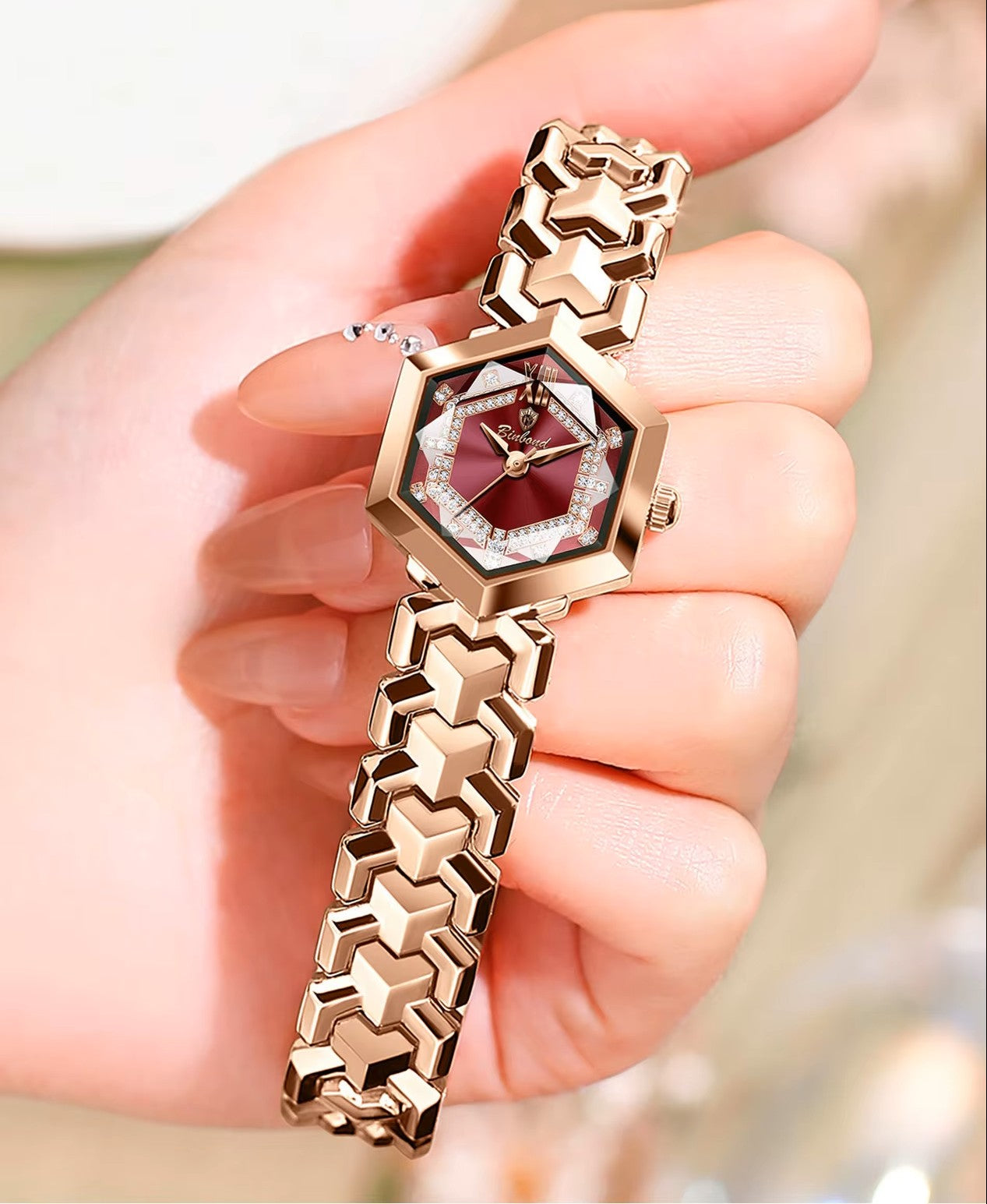 RELOJ DE MODA   CON CORREA DE ORO ROSA