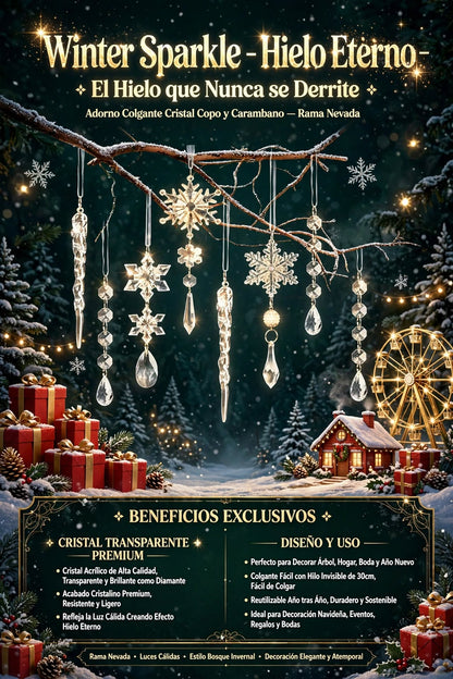 ADORNO COLGANTE DE COPOS DE NIEVE EN CRISTAL TRANSPARENTE PARA DECORAR EL ÁRBOL DE NAVIDAD